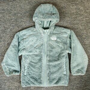 $160 The North Face Reversible Shasta Short Parka Jacket Girls Medium Muted Pine